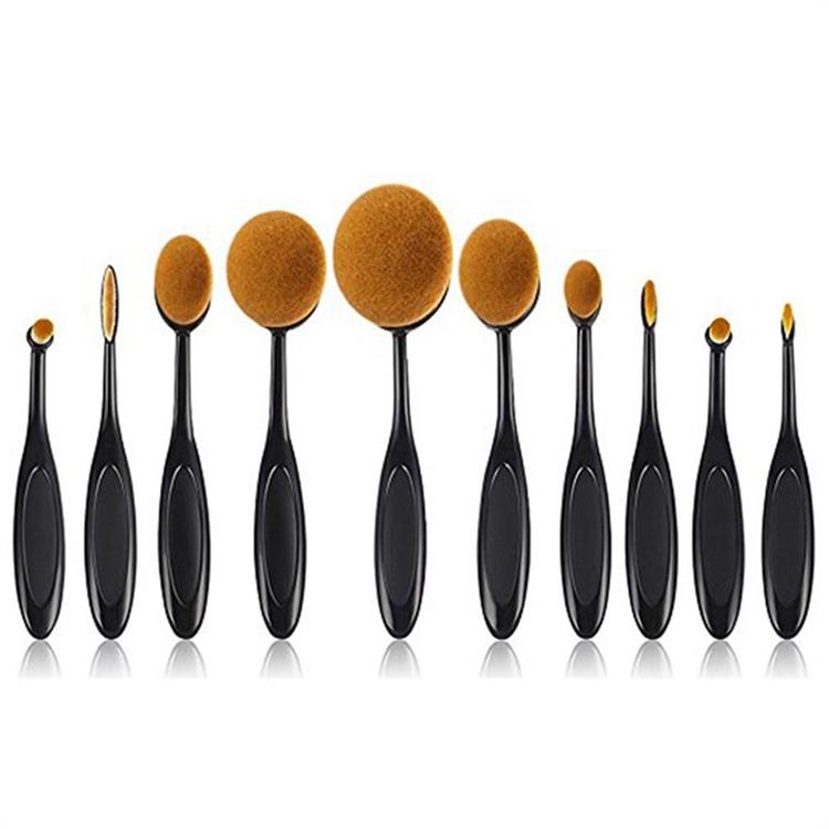 Set di pennelli per trucco ovale con spazzolino da denti cosmetico da 10 pezzi