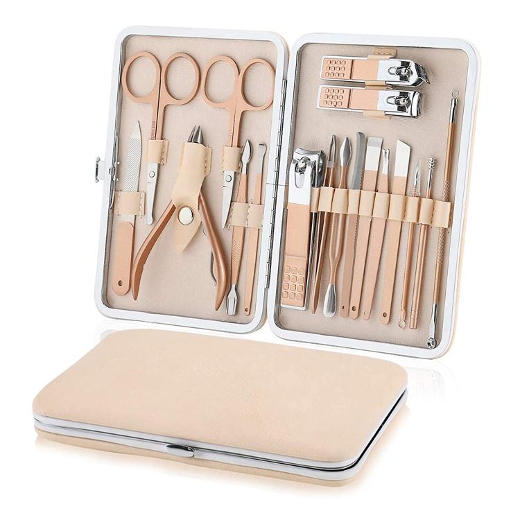 Set di pedicure per manicure in oro rosa 18PCS all'ingrosso