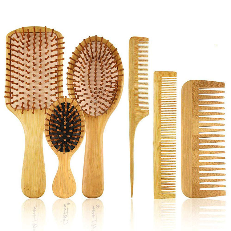 Set di spazzole per capelli con pettine da massaggio 6 in 1 Spazzole per capelli in bambù