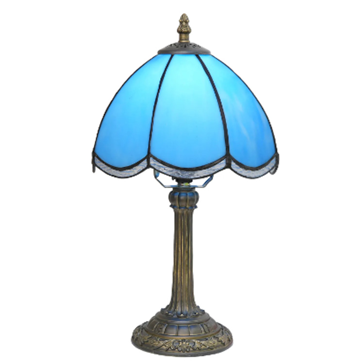 Lampade da scrivania a petalo in vetro colorato vintage blu cielo da 8 pollici