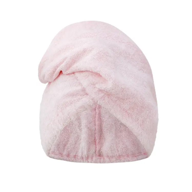 Asciugamano a turbante per capelli in microfibra rosa assorbente