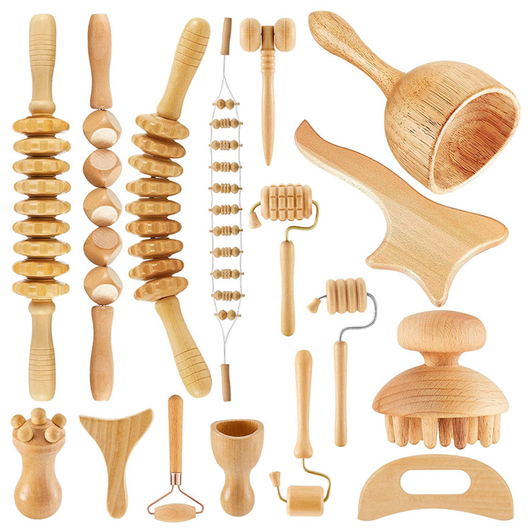 Set di strumenti per massaggi per la terapia del legno con rullo per il corpo