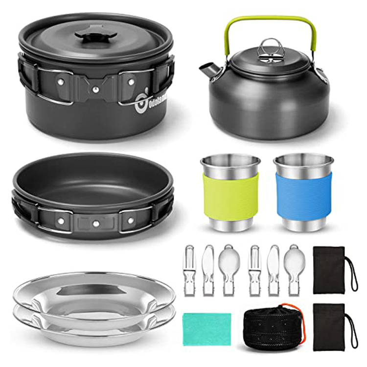 15PCS Portable Outdoor Picnic Set da cucina Pentole da campeggio