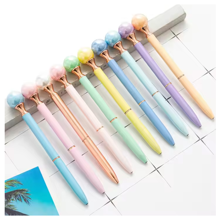 Logo personalizzato da 1,0 mm per la penna a sfera perle perle in metallo multicolore