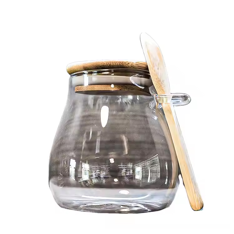 Tè di spezia in vetro borosilicato a forma personalizzata con coperchio a fogli mobili