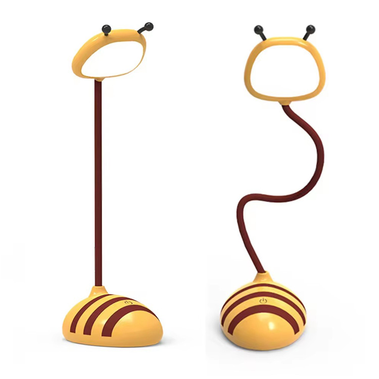 Simpatica lampada da scrivania a forma di ape da lettura flessibile con rotazione a 360°, mini portatile