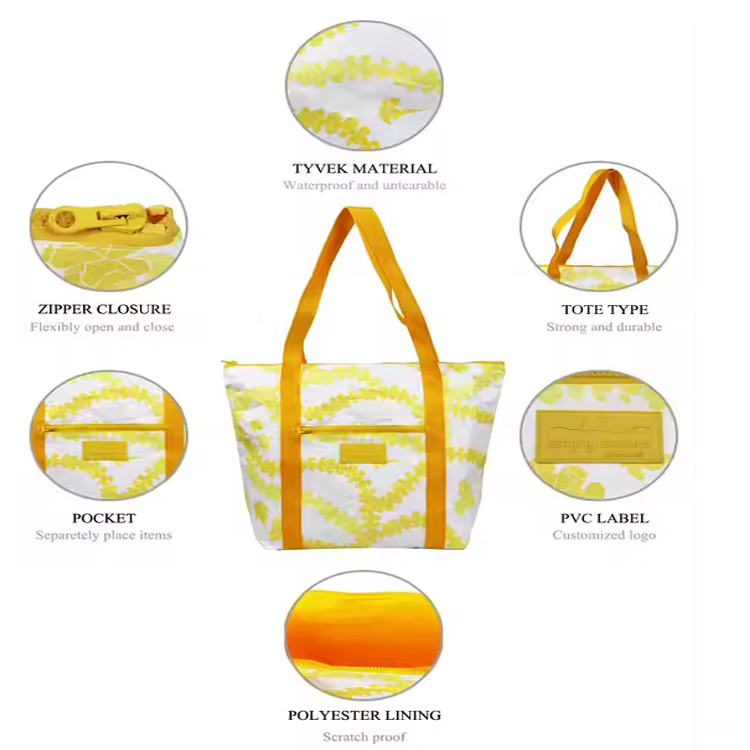 Shopping ecologico in stile Hawaii che trasporta tote bag