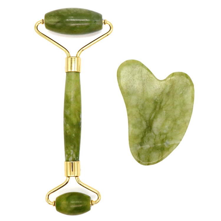 Massaggio Jade Roller Gua Sha Set per il viso