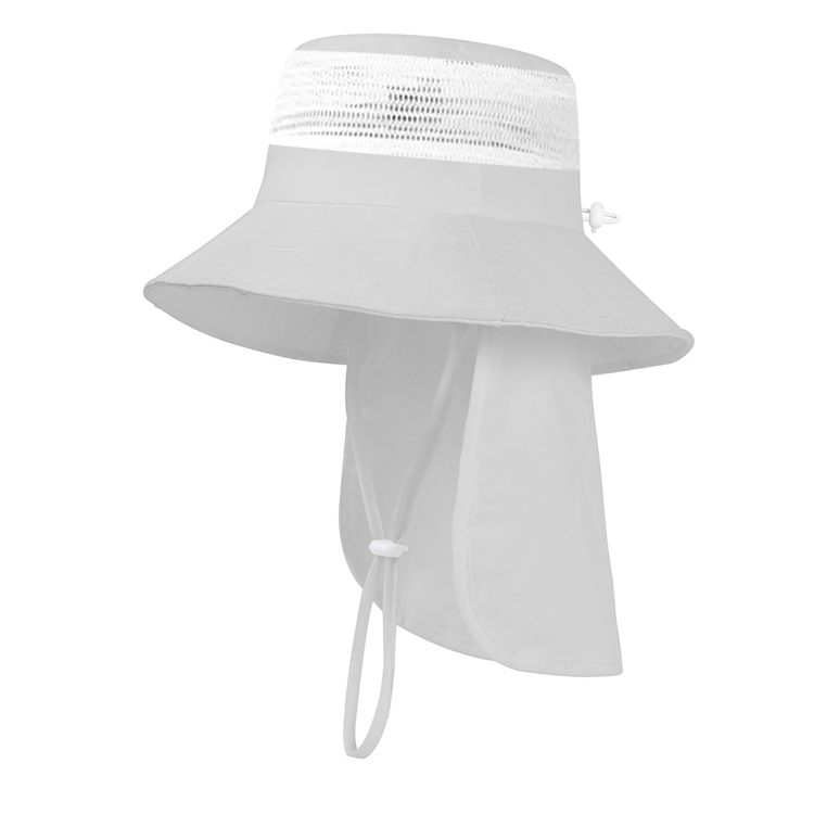 Cappello a secchiello regolabile con visiera parasole con scialle in garza a rete