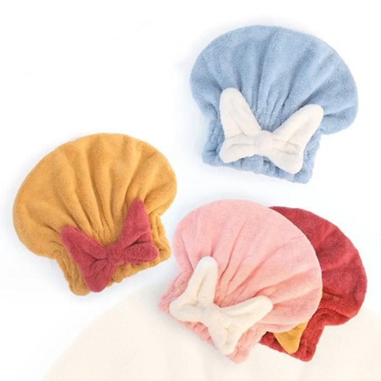 Essiccazione per capelli in microfibra con turbante per capelli con cappello da doccia a prua