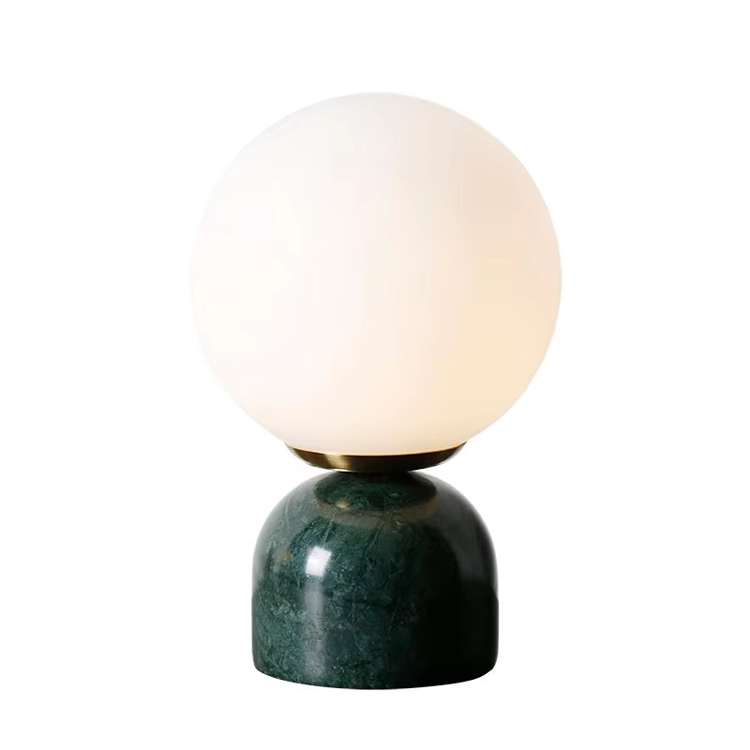 Lampada da tavolo moderna intelligente in vetro mini da comodino con base in marmo