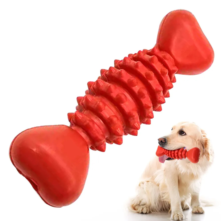 Denti a forma di osso in gomma naturale Cane per pulizia del cane da masticare