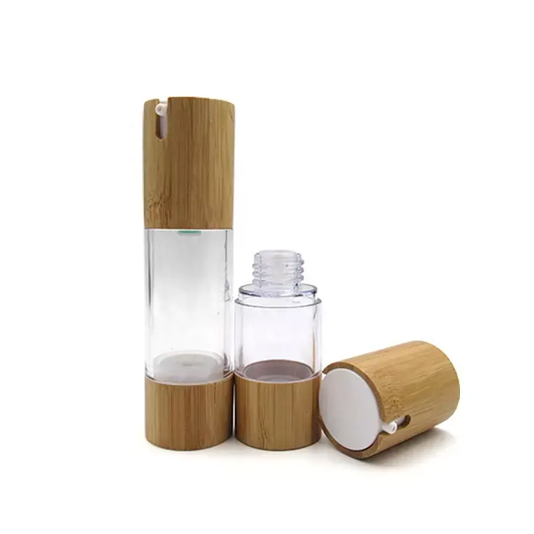 Nature Bamboo Plastic Dispenser Lotion Pump Bottle airless