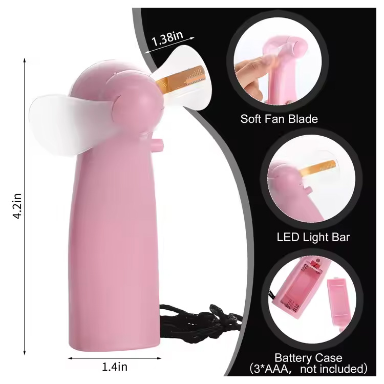 Nuovo mini ventilatore portatile a batteria con messaggio personalizzato a portata di mano