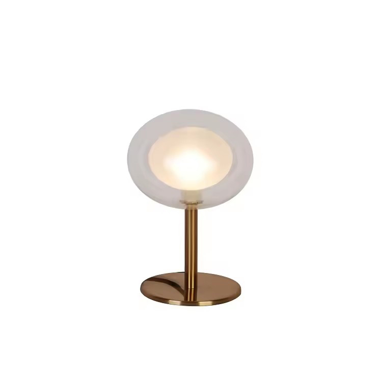 Lampade da tavolo personalizzate con base in metallo personalizzate per scrivania dell'hotel con sfera di vetro rotonda
