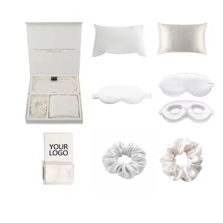Set regalo di seta logo personalizzato include la federa per capelli