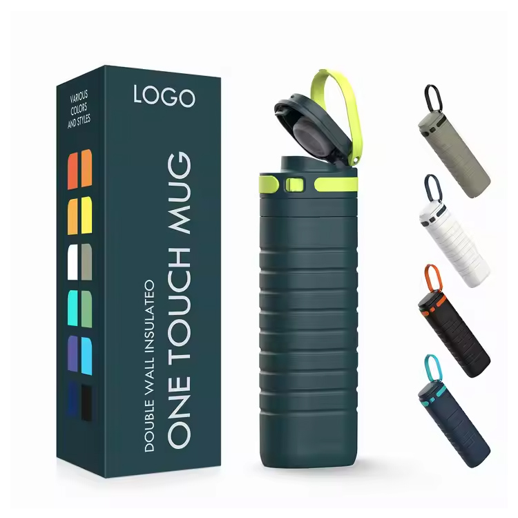 Tazza da viaggio con isolamento sottovuoto in acciaio inossidabile da 500 ml con coperchio Touch