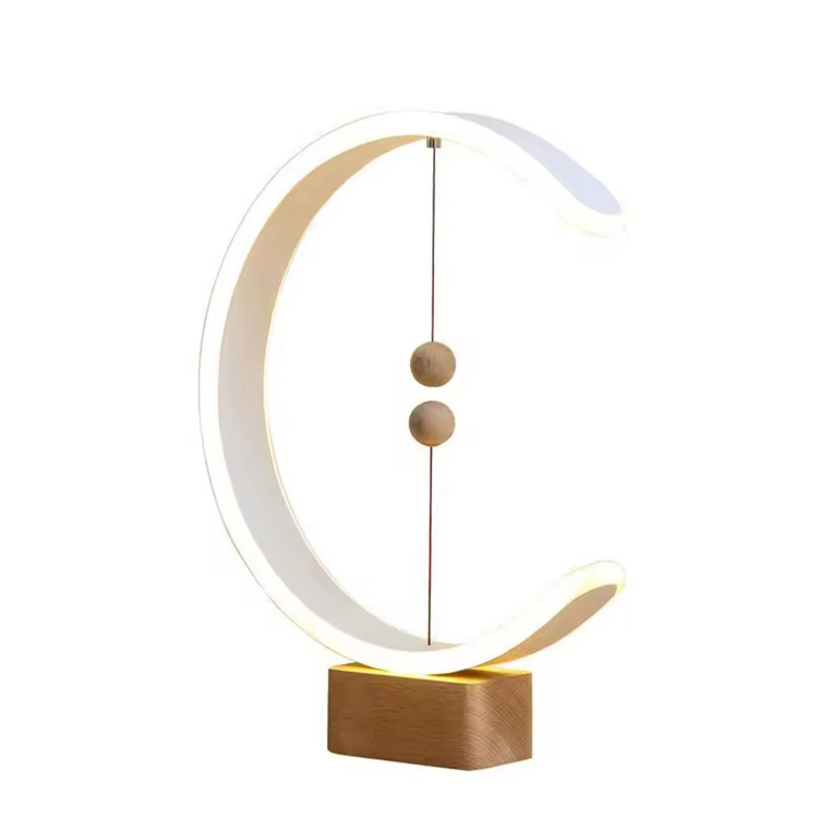 Lampada da tavolo USB a levitazione magnetica in legno a mezz'aria