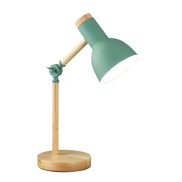 Lampada da tavolo in legno con base in legno, luce da lettura intelligente